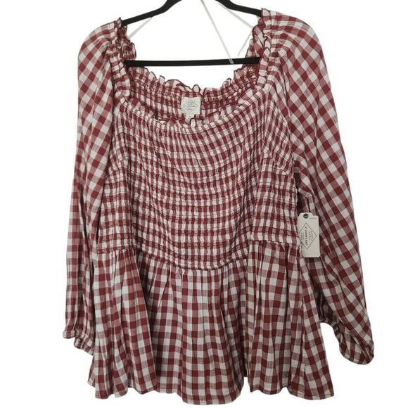 St. John's Bay Women's Gingham Long Sleeve Smocked Size 3X - Picture 1 of 8